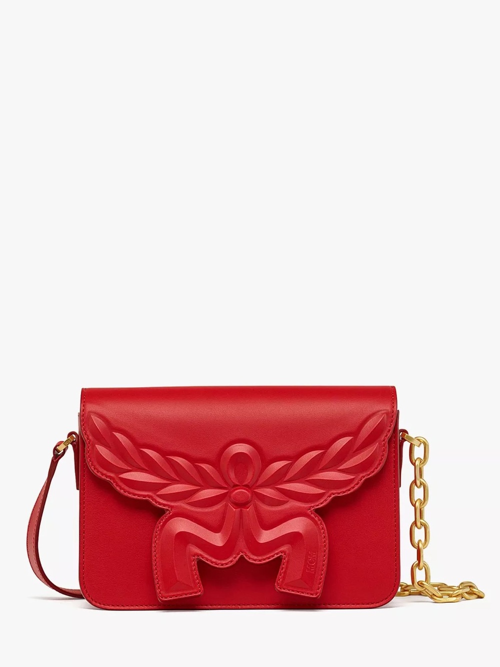 MCM Small Himmel Laurel Crossbody Candy Red Leather NWT